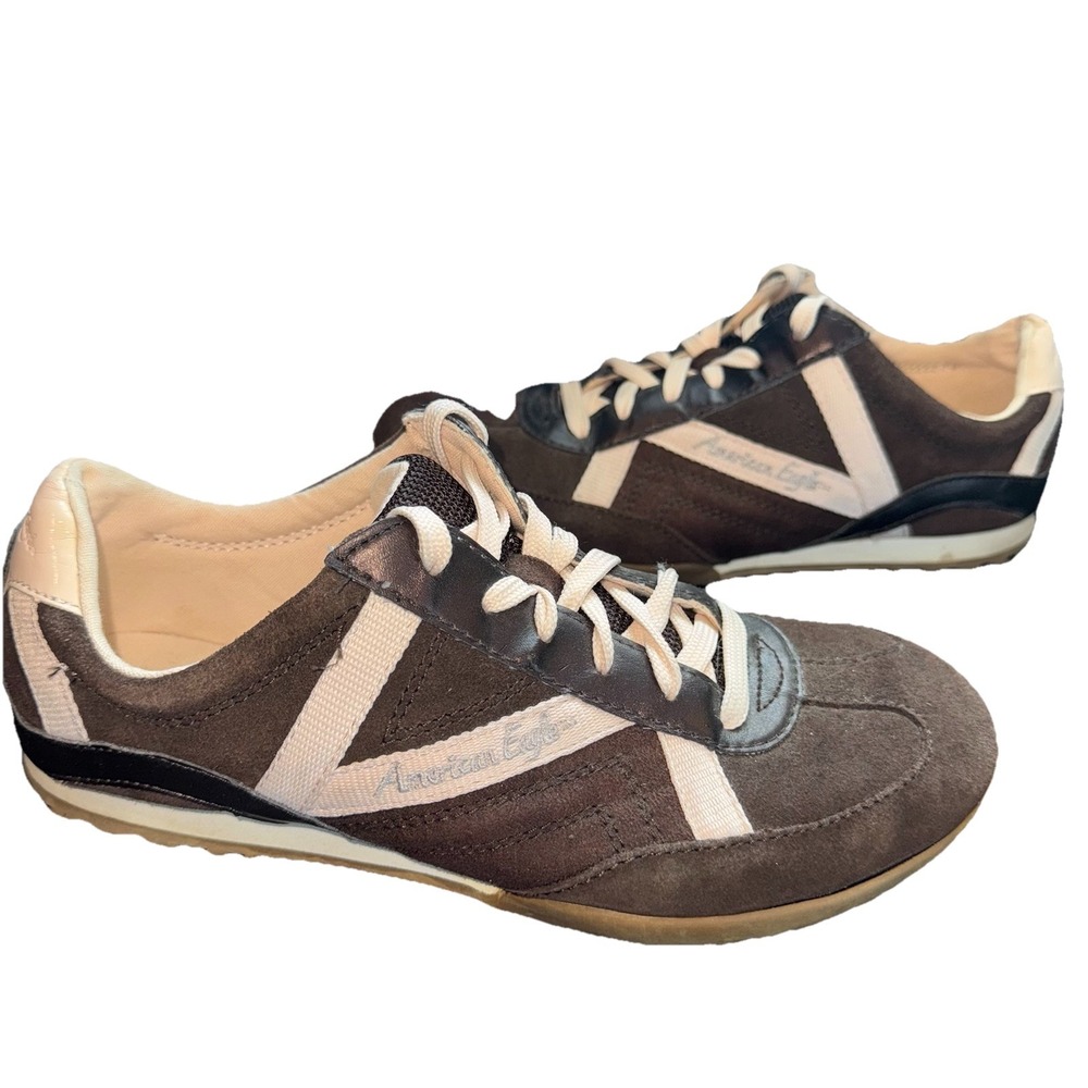 Y2K VTG Grunge Brown Suede Retro Athletic Trainers Sneakers Shoes M7.5 EU39.5 W9